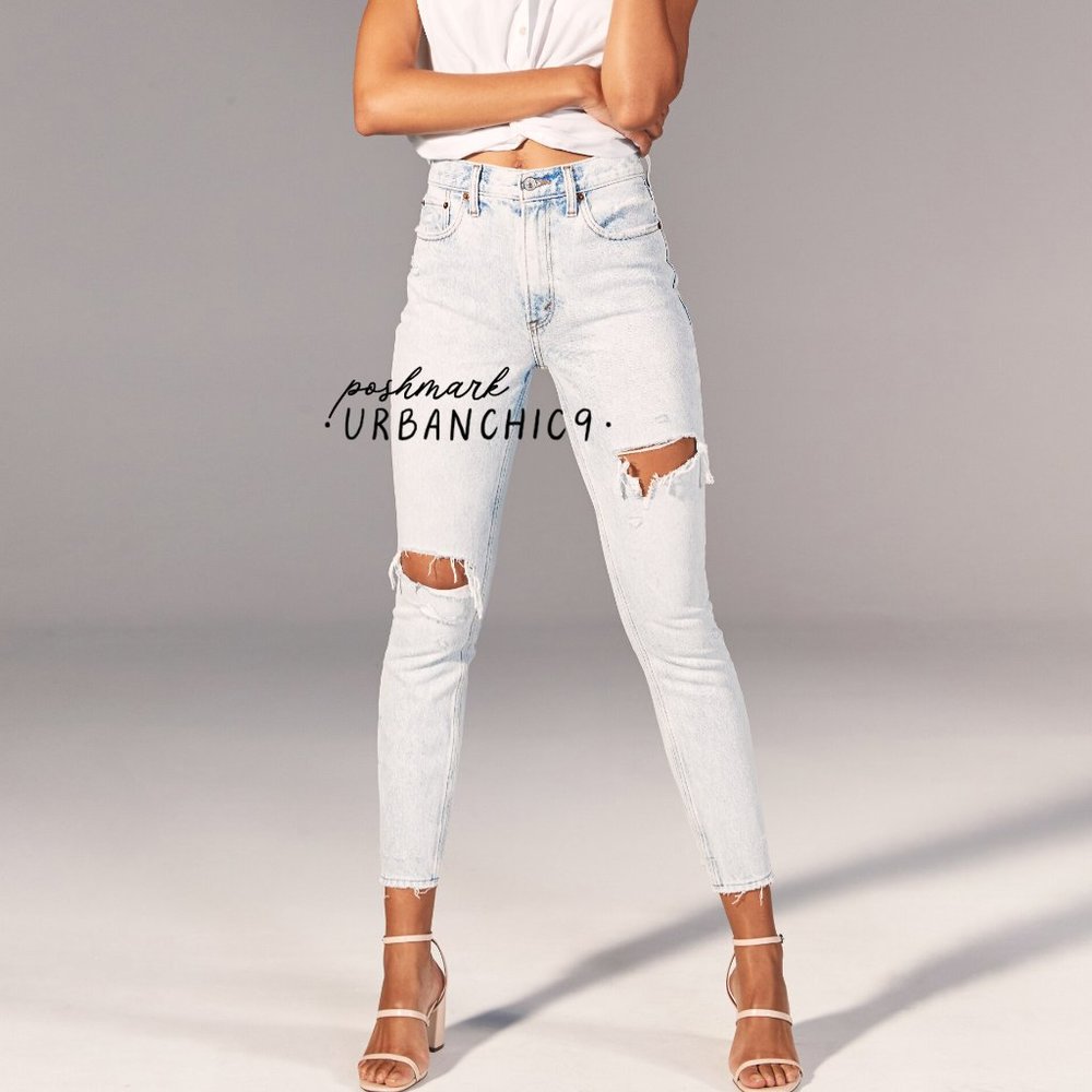 SOLD ABERCROMBIE High Rise Mom Jean Acid 28L - Picture 3 of 16